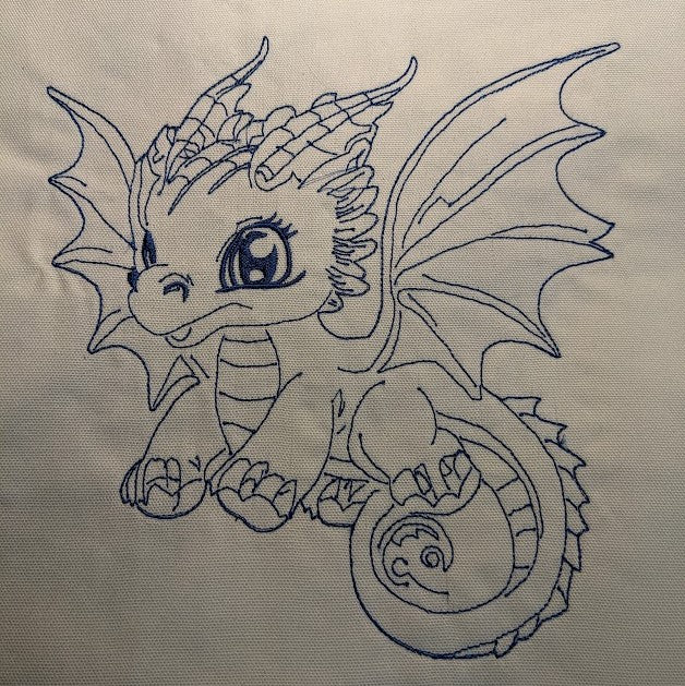 Dragon Baby #7 - Applique & Lines - 5 Sizes Included