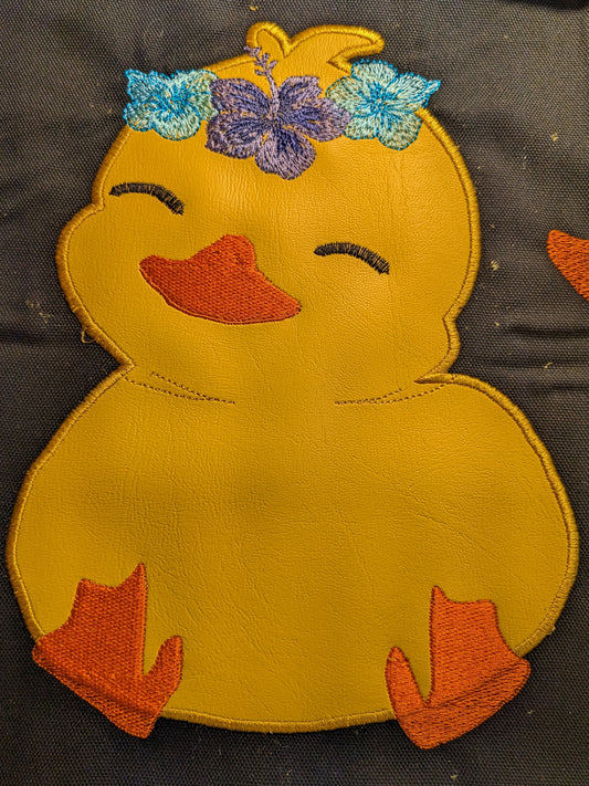 Duckies - Applique Happy Duckie with Flower Crown - Four Sizes