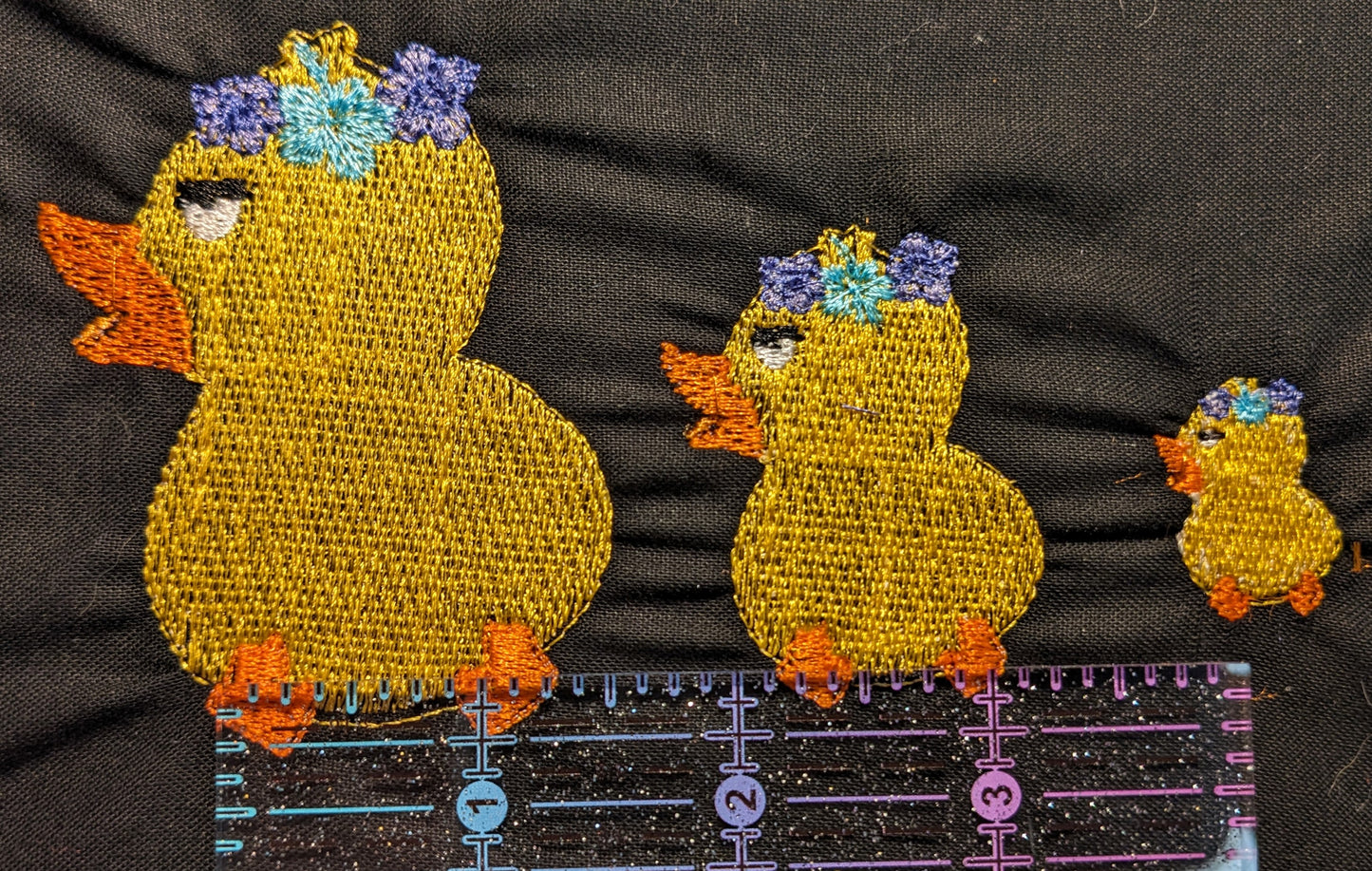 Duckies - Annoyed Duckie with Flower Crown Filled Embroidery - 3 Sizes (3", 2" & 1")