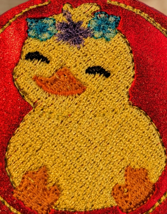 Duckies - Happy Duckie with Flower Crown Filled Embroidery - 3 Sizes (3", 2" & 1")